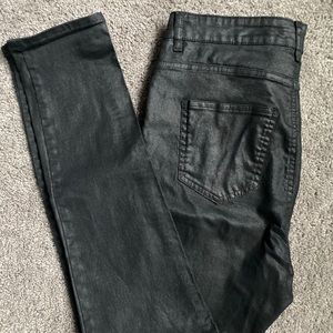 H&M Metallic/Leather-Like High Waist Skinny Jeans